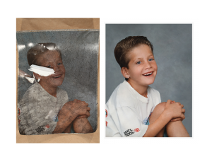 Burn damage on a photograph restored by Roots Family History