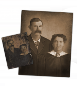 water damage on a photo repair by roots family history