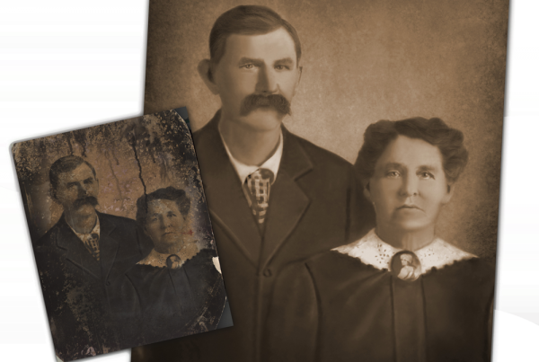 water damage on a photo repair by roots family history