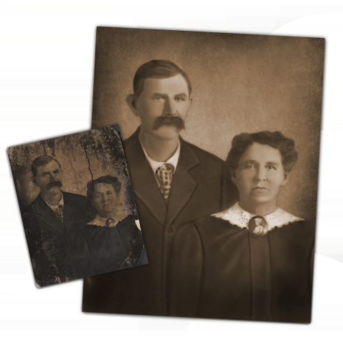 water damage on a photo repair by roots family history